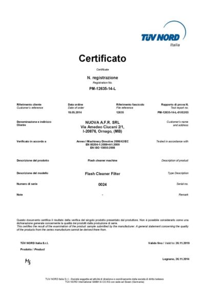 Certifikát kvality a shody výrobku FCM vydaný největší světovou společností průmyslové certifikace a inspekce